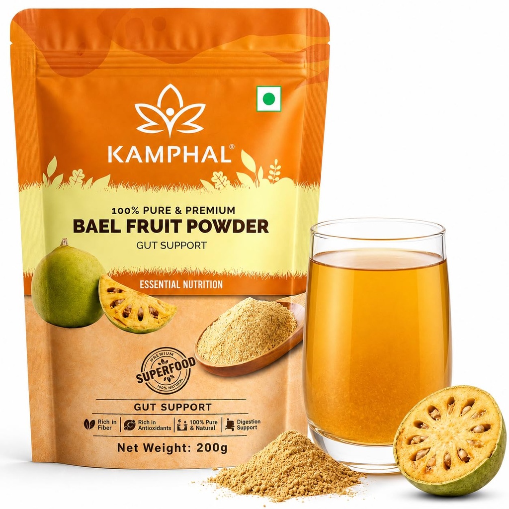 Bael Fruit Powder 200 gm for Acidity, Gas & Digestion | Bael Sharbat | 100% Pure Natural Bilva | Natural Cooling | Supports Loose Motions, IBS & Gut Health | No Sugar or Additives | Fine Mixable Powder