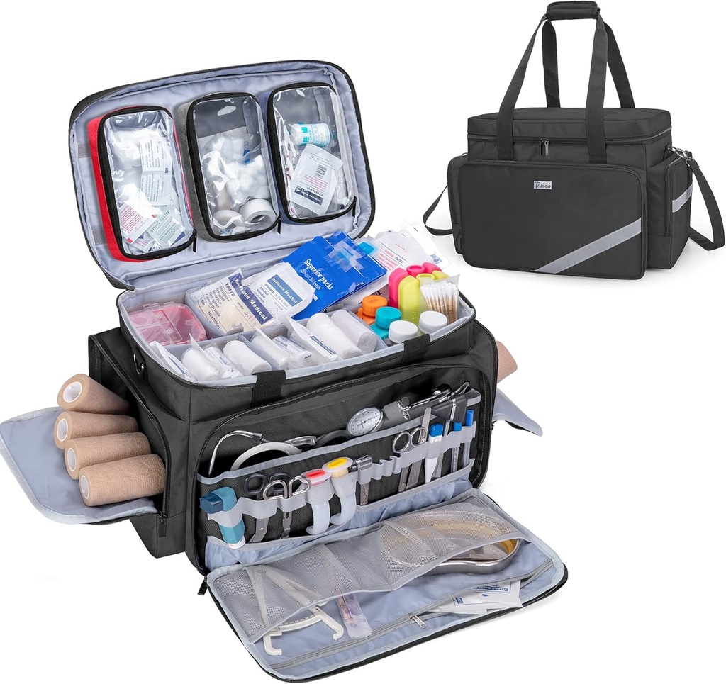 Trunab Erste Hilfe Tasche Leere, professionelle medizinische Tasche Notfall-Rettungs-Trauma Tasche mit Innere Dividers und Anti-Slip-Unterseite, Ideal für EMT, EMS, Paramedics