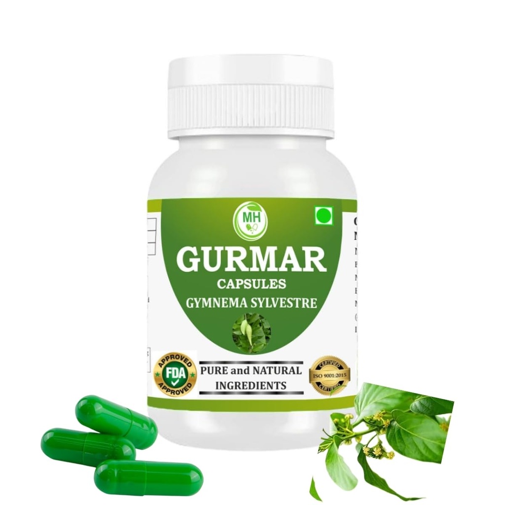 Ayurvedic Gurmar (Gudmar) Capsules 500mg – 60 Count | Vegetarian | Plant-Based | Herbal Supplement | No Artificial Additives | Gluten-Free | Organic | Gymnema sylvestre | Dia Free Herbal Capsules (pack of 1)