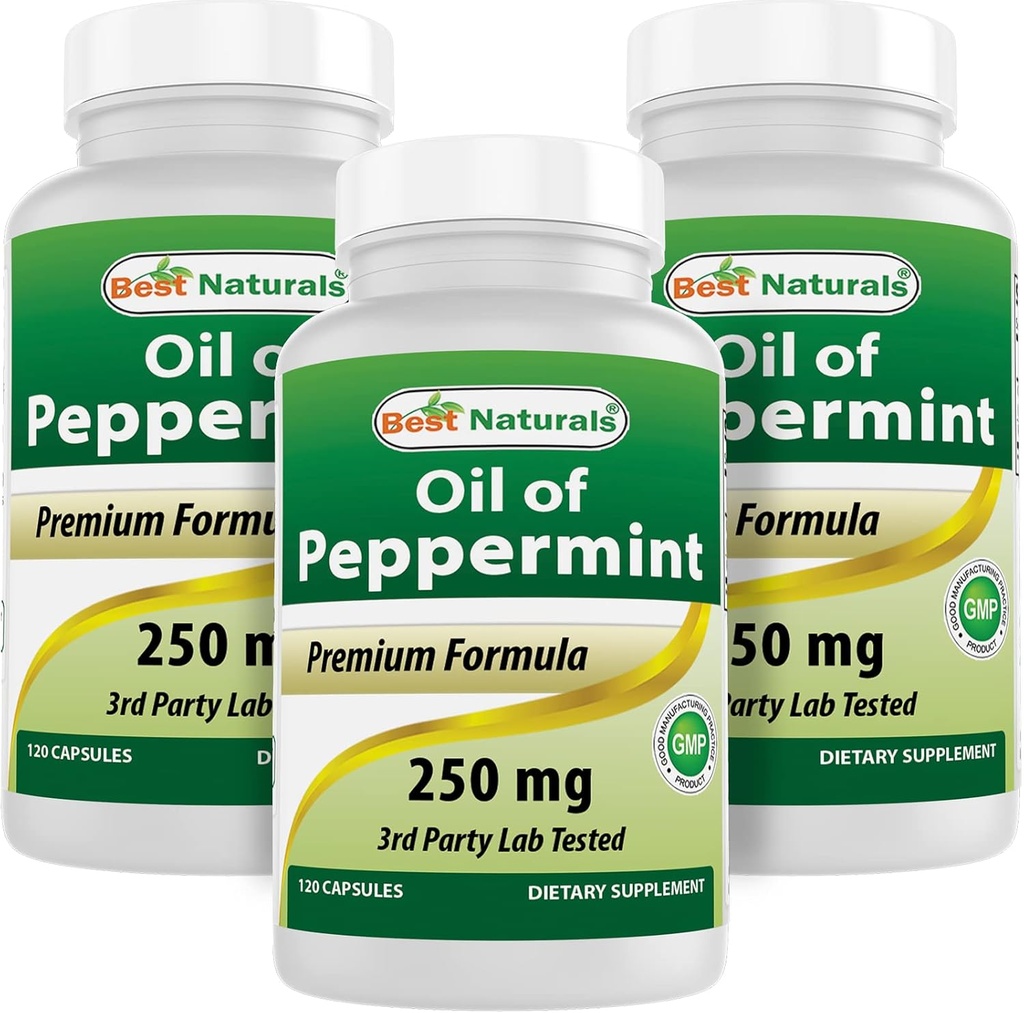 Best Naturals Peppermint olio 250 mg 120 capsule (120 conteggio (pacchetto di 3))
