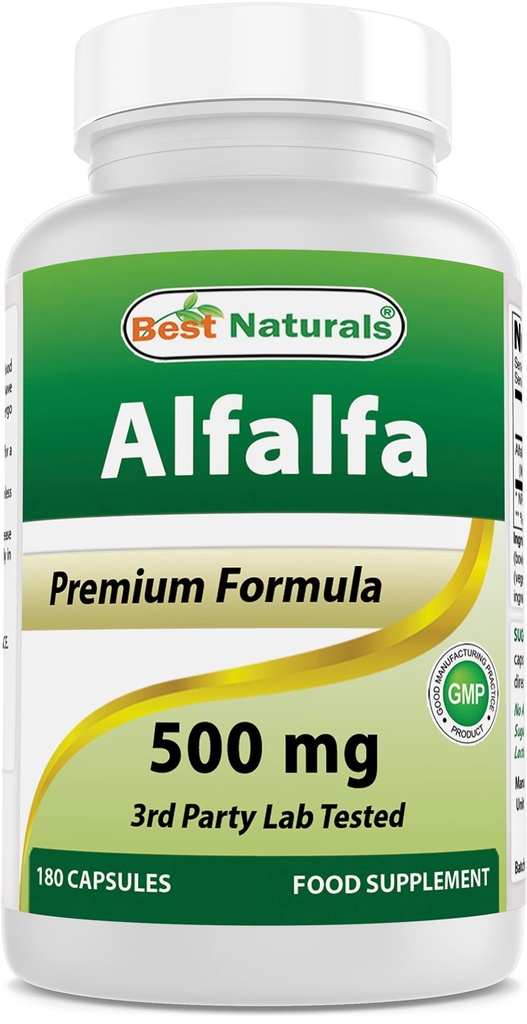 Migliore naturali Alfalfa Green Super Food 500 mg 180 capsule (180 conteggio (pacchetto di 1))