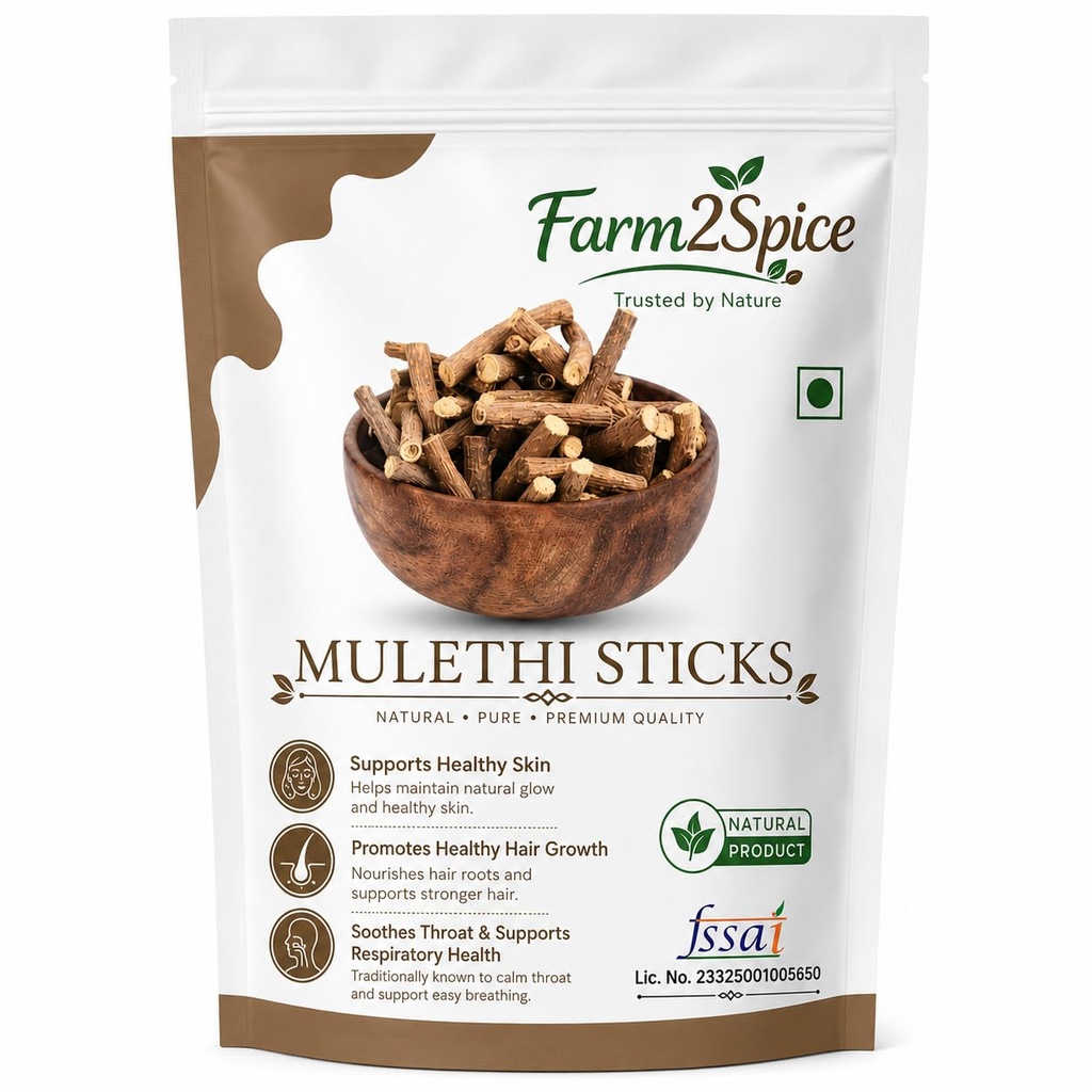 Mulethi Root Sticks 50g (Licorice Root) | Premium Natural Yashtimadhu for Cough, Digestion, Skin & Hair Care | Pure Ayurvedic Herb, Chemical Free, Ideal for Tea, Kadha & Herbal Use