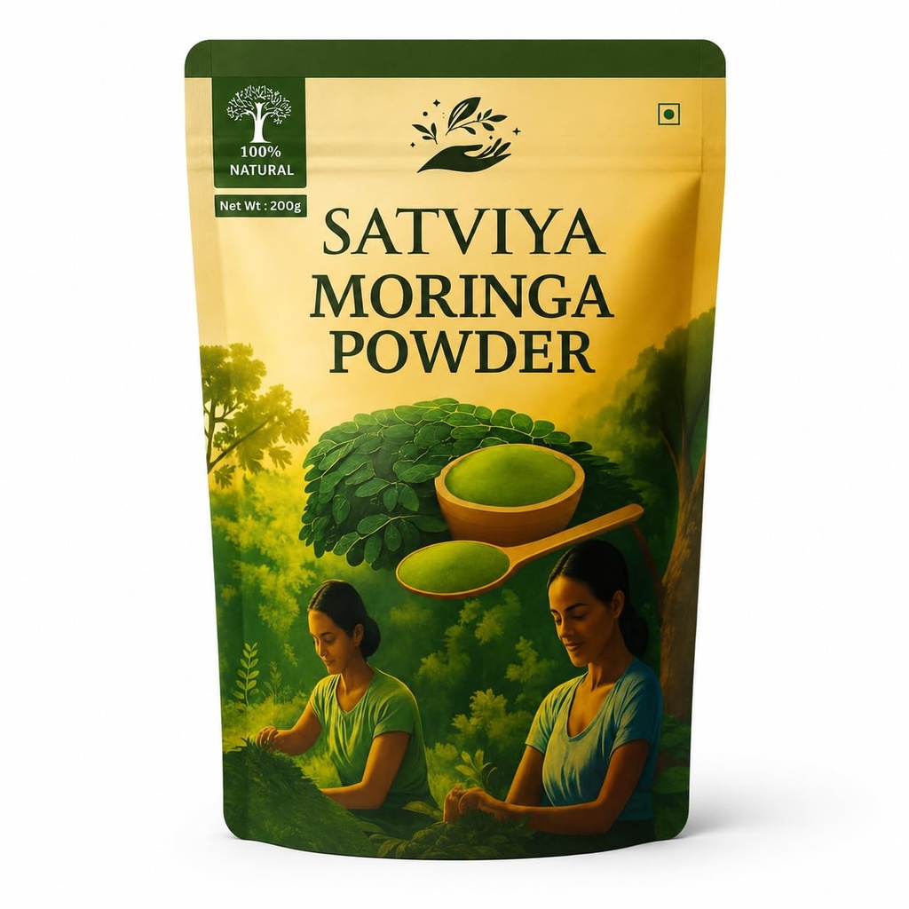 Moringa Powder Organic India - 200g, Pure Natural Moringa Leaves powder, Ayurvedic Superfood for Naturally Boost Energy Levels, Immunity, Boost Energy Level & Digestion