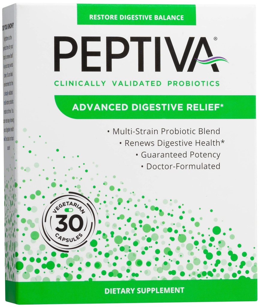 Peptiva Avanzato 50 miliardi di CFU Probiotic - Rilievo Digestivo - Clinicamente Validato, Probiotico Premium, 30ct