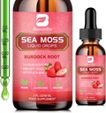 Gocce liquide del Moss del mare - Gel del Moss del mare irlandese organico con Spirulina, Bladderwrack, Radice di Burdock, Seamoss Gel Supplemento per Joint, Gut Cleanse & Digestion Support - 2 Fl Oz, Vegan