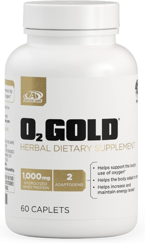 AdvoCare O2 Gold - Supplément à l'oxygène dans le sang avec la racine de la roquette et la protéine de lactosérum hydrolysée Rhodiola - supporte l'énergie* - 60 capsules