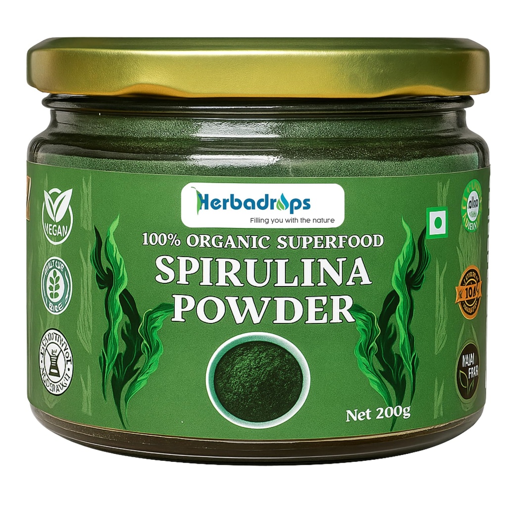 Organic Spirulina Powder 200g | Natural Plant-Based Superfood | Rich in Protein, Iron & Antioxidants | Energy, Immunity & Detox Support | Vegan, Gluten-Free Herbal Supplement