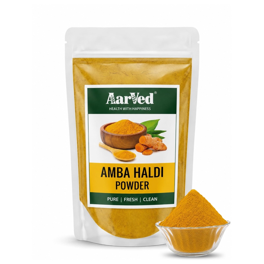Edible Amba Haldi Powder (200g) - Kasturi Haldi (Mango Ginger) With High Curcumin | Immunity Booster, Anti-Oxidant & Anti-Inflammatory Support | Pure & Natural, No Preservatives & Chemicals