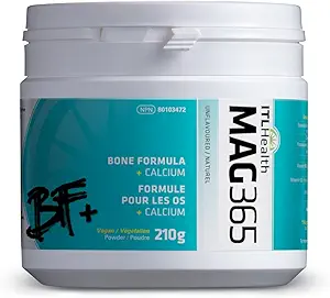 MAG365 ITL Health BF Plus Calcium, 210g 35-Servings - Poudre d'agrumes de magnésium ionique, Saveur naturelle d'agrumes - Vitamine K2 D3 avec Zinc, B6, C, Calcium et Potassium - Formule de soutien aux os pour les hommes et les femmes