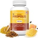 Abeille Pollen Propolis Extrait de gelée royale avec caroube, supplément de soutien immunitaire pur, sans gluten, capsules végétariennes, 1000 mg