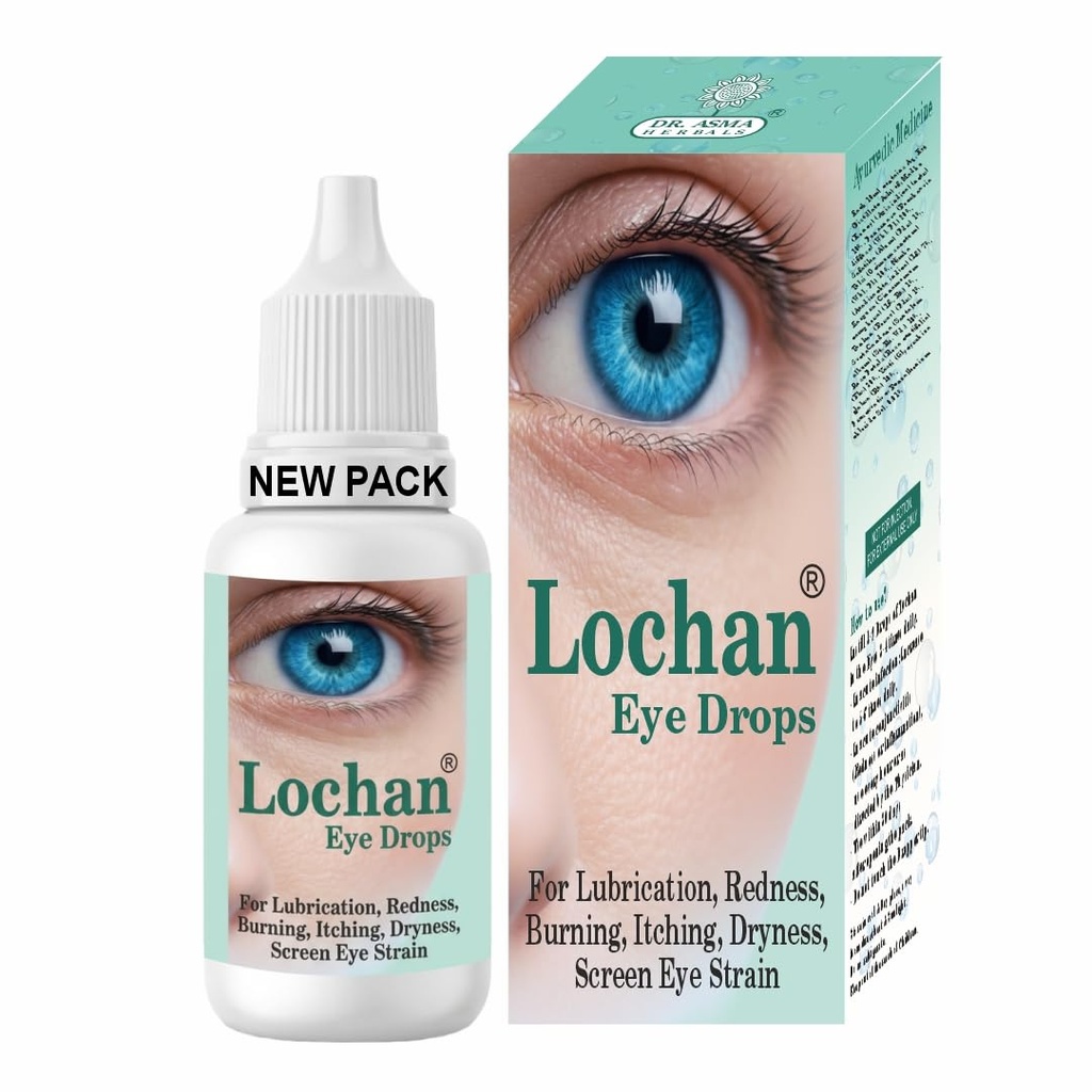 LOCHAN Ayurvedic Eye Drops for Dry Eyes & Eye Comfort | Screen Time Relief, Pollution Protection, Redness, Burning, Irritation | 20ml, 2 Bottles