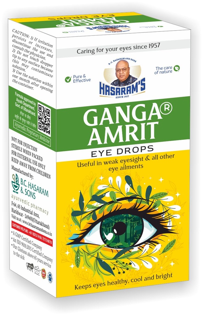 Ganga Amrit Ayurvedic Eye Drops (15 ml, Pack of 3), Herbal & Refreshing Eye Drop helps Relief Redness, Dryness, Strain, Itching & Burning Sensation in Daily Use for Home, Work & Travel