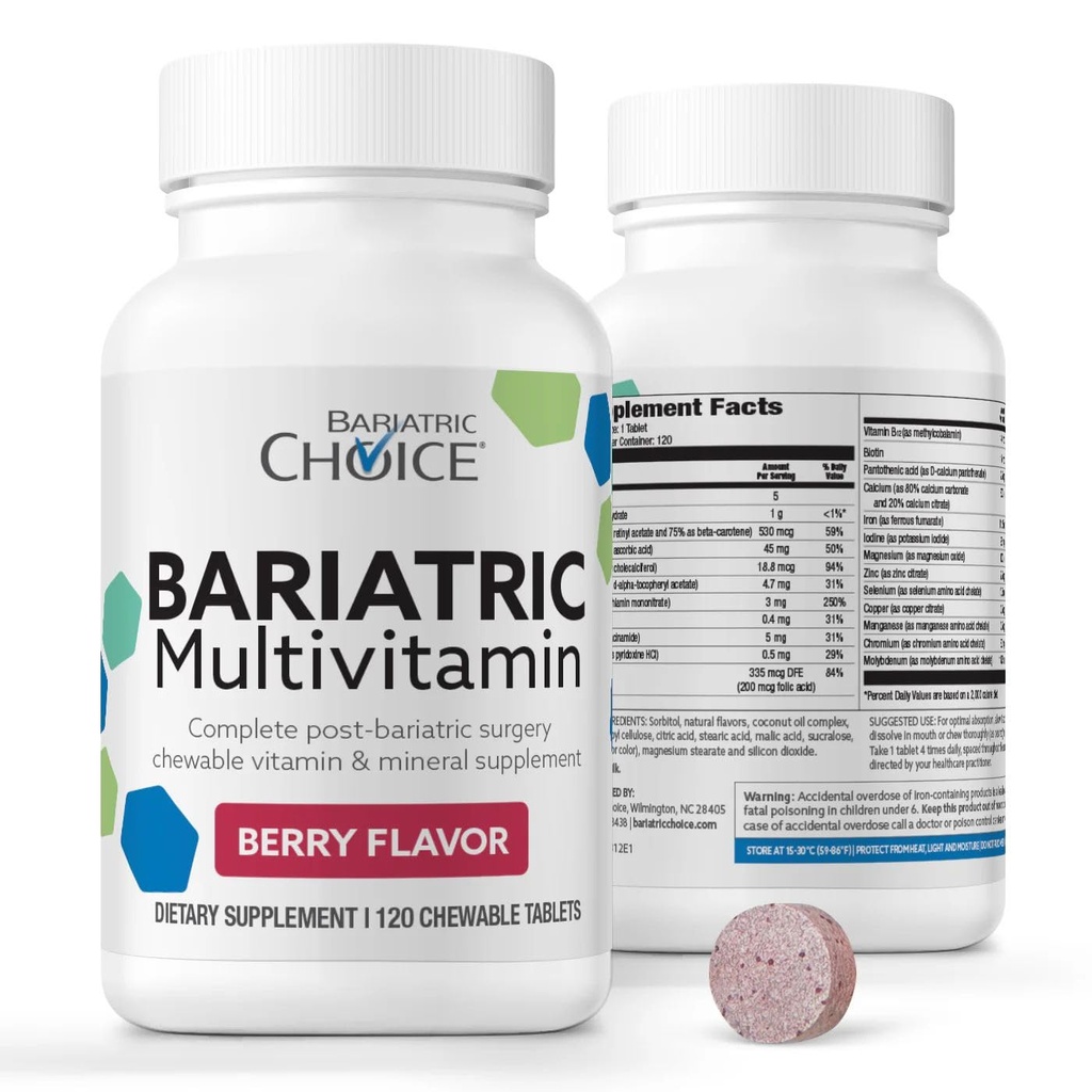 Choix bariatrique Mon multivitamine bariatrique à croquer avec fer et 300mg de calcium, baie (120ct)