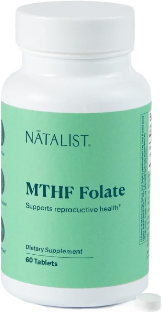 NATALIST MTHF Folate 1000 mcg (L-5-MTHF) Supporta la fertilità sana e la gravidanza per le donne - Supplemento giornaliero di follia per la salute riproduttiva e lo sviluppo fetale - Vegan, senza glutine - 60 compresse