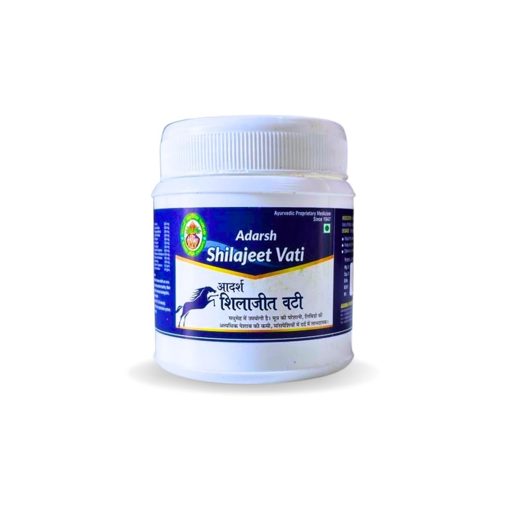 Adarsh Ayurvedic Pharmacy Shilajit Vati | Ayurvedic Supplement 120 Tablets