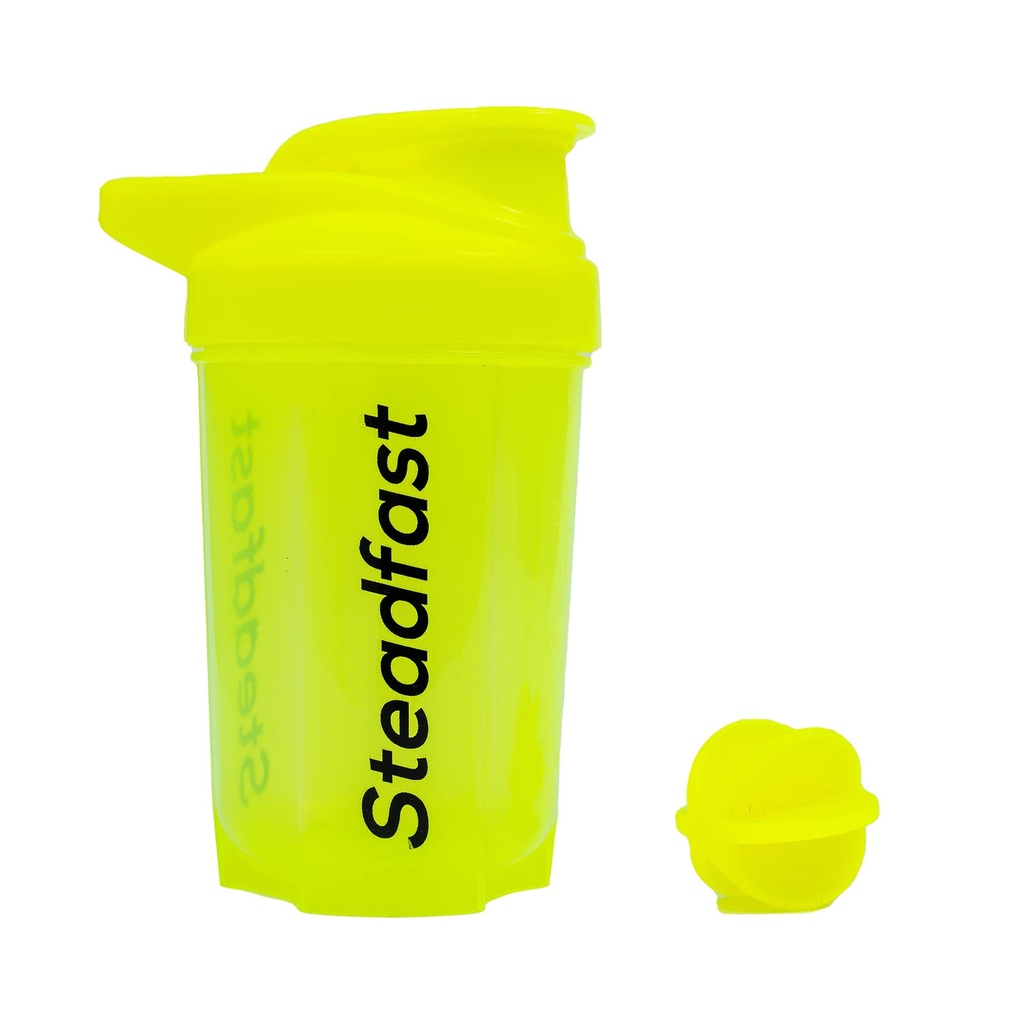 Steadfast Nutrition Protein Shaker Blender 400ml Bottle for Whey Protein Mix, Cycling, Gym Water Bottle with Blender Ball (Neon Green Shaker)