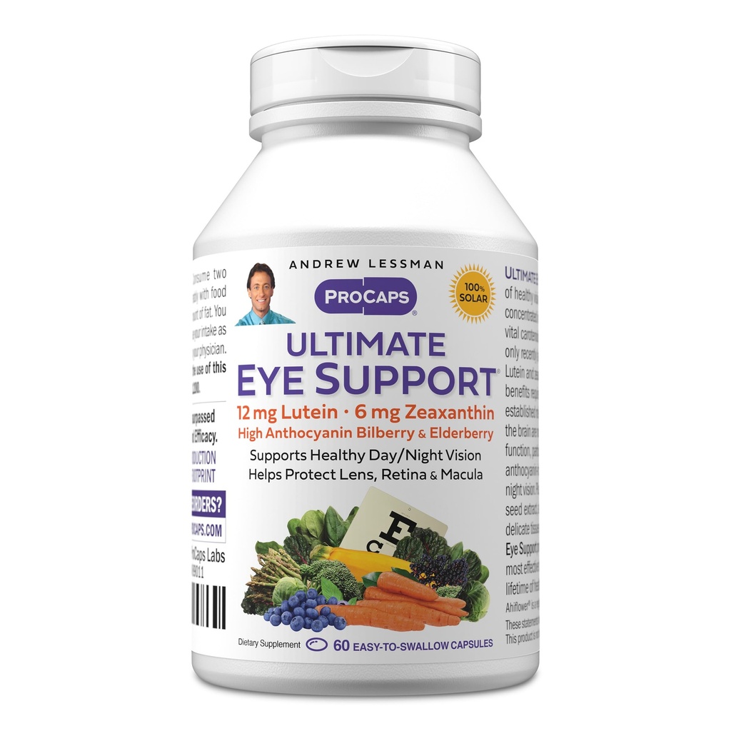 ANDREW LESSMAN Ultimate Eye Support 60 Softgels - 12mg Lutein, 6mg Zeaxanthin, Bilberry, Schlüsselnährstoffe zur Unterstützung von Augengesundheit und zur Förderung gesunder Visionen. Keine Zusatzstoffe. Einfach zu Swallow Softgels