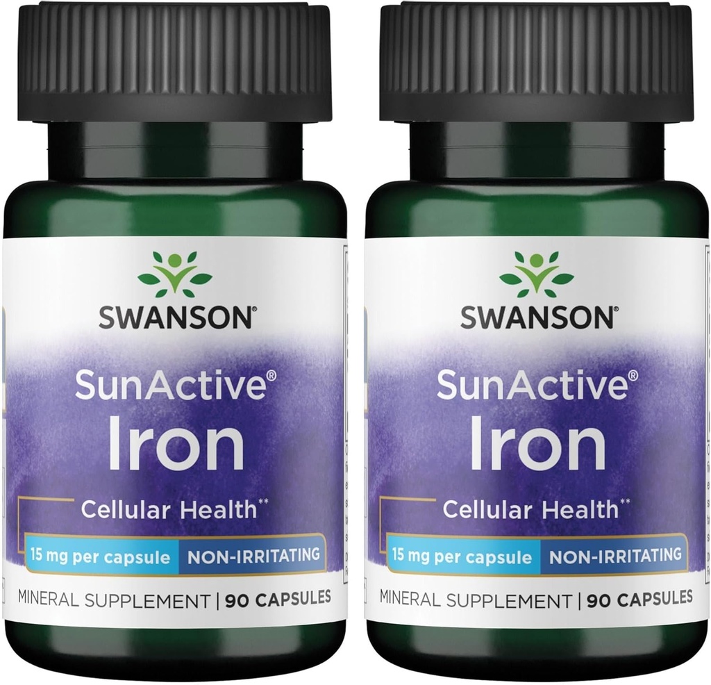 Swanson Sunactive Iron 15 Milligrams 90 Capsule (2 Confezione)
