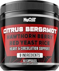 Citrus Bergamotte mit roten Hefe-Reis, Herz- und Kreislauf-Funktion Unterstützung als schwarze Chokeberry, Hawthorn & More - Immunsystem, Herzgesundheit & Bequeme Stimmung - 60 Kapseln