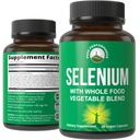 Supplément de sélénium avec mélange de 25 légumes et fruits pour l'absorption maximale. Capsules Vegan Sélénium pures pour système immunitaire, support thyroïdien, santé cardiaque, soutien à la prostate. 30 pilules