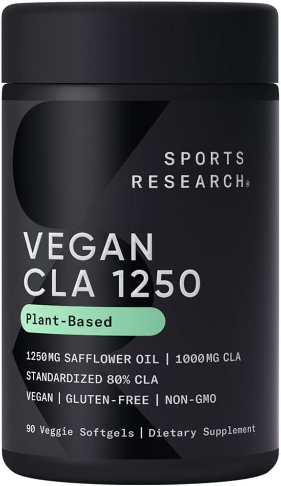 Sportforschung Vegan CLA - 1250mg mit aktiver konjugierter Linolsäure für Herren & Frauen | Non-GMO, Soy & Gluten Free - 80% (90 Softgels)