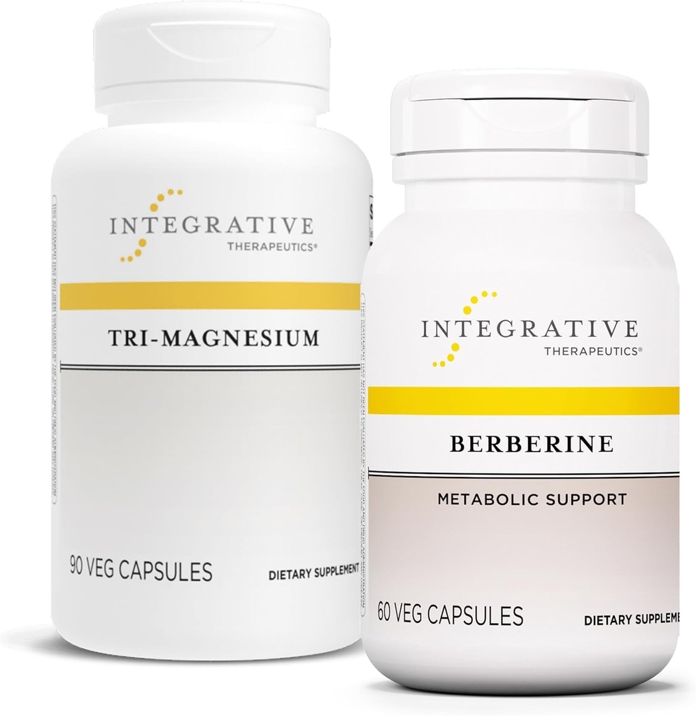 Integrative Therapeutika Bundle mit Berberin, 60 Kapseln & Tri-Magnesium, 90 Kapseln - Berberin für metabolische Unterstützung * - Tri-Magnesium für Herz & Knochen Gesundheit *