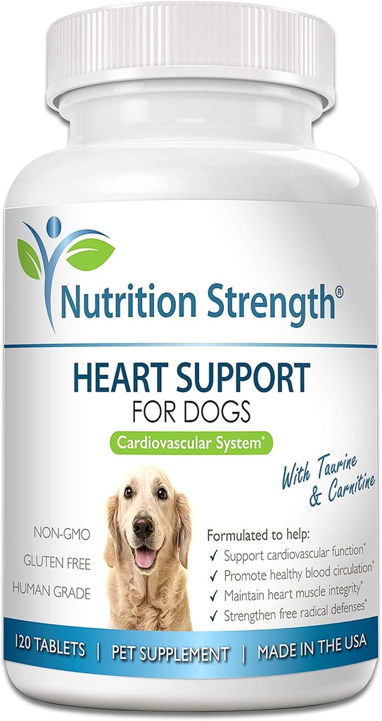 Supporto cardiaco per cani con taurina e carnitina, Promuovere la circolazione sanguigna, Supporto Funzione cardiovascolare, Integrità del muscolo cardiaco e difese radicali libere, 120 compresse masticabili