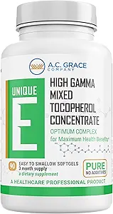 UNIQUE E A.C. Grace Company, Tocophérols mixtes Concentrés Softgels, 90 Comte