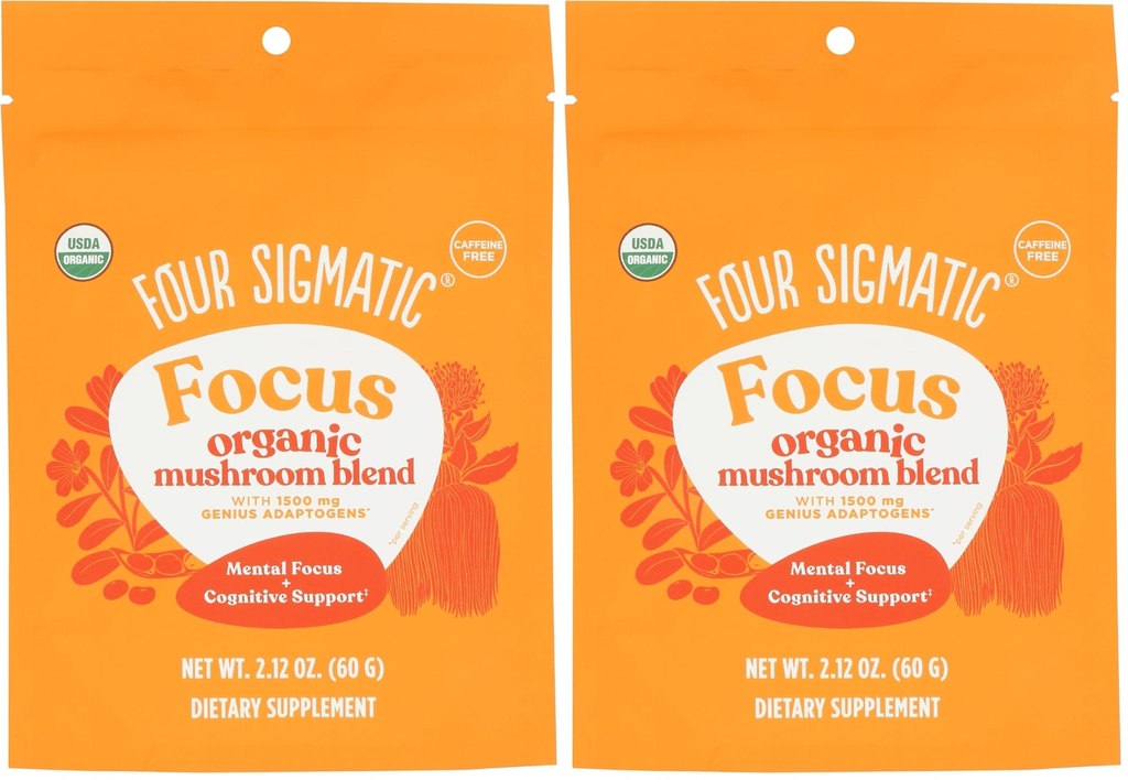 Vier Sigmatic Focus Blend 7 Superfoods Adaptogen Blend Mix mit Lion's Mane, Cordyceps, Rhodiola, Bacopa & Mucuna | Produktivität & Creative Support | Decaf & Dissolves Easily | 30 Portionen (Pack von 2)