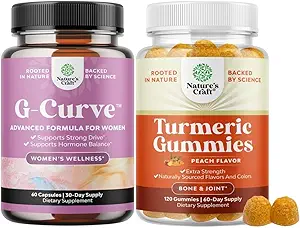 Bundle di G-Curve Breast e Butt Enhancer Pillole maggio Supporto Voluptuous Curves e Gummies Turmeric per Adulti Peach Flavor - Gummie di sostegno congiunte ad alta resistenza con curcumina curcuma