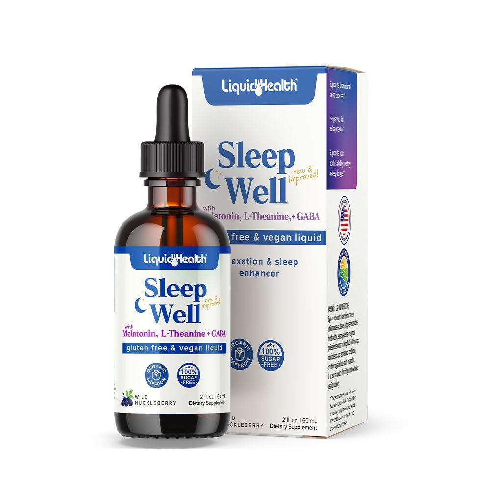LIQUIDHEALTH Dormire Bene Natural Sleep Aid Melatonin Drops - Better Sleep & Mood, Relax & Calm Mind, Fall Asleep Più veloce Soggiornare Asleep Longer - Made in USA, Vegan, Sugar-Free, Drug Free, Non-GMO (2 oz)