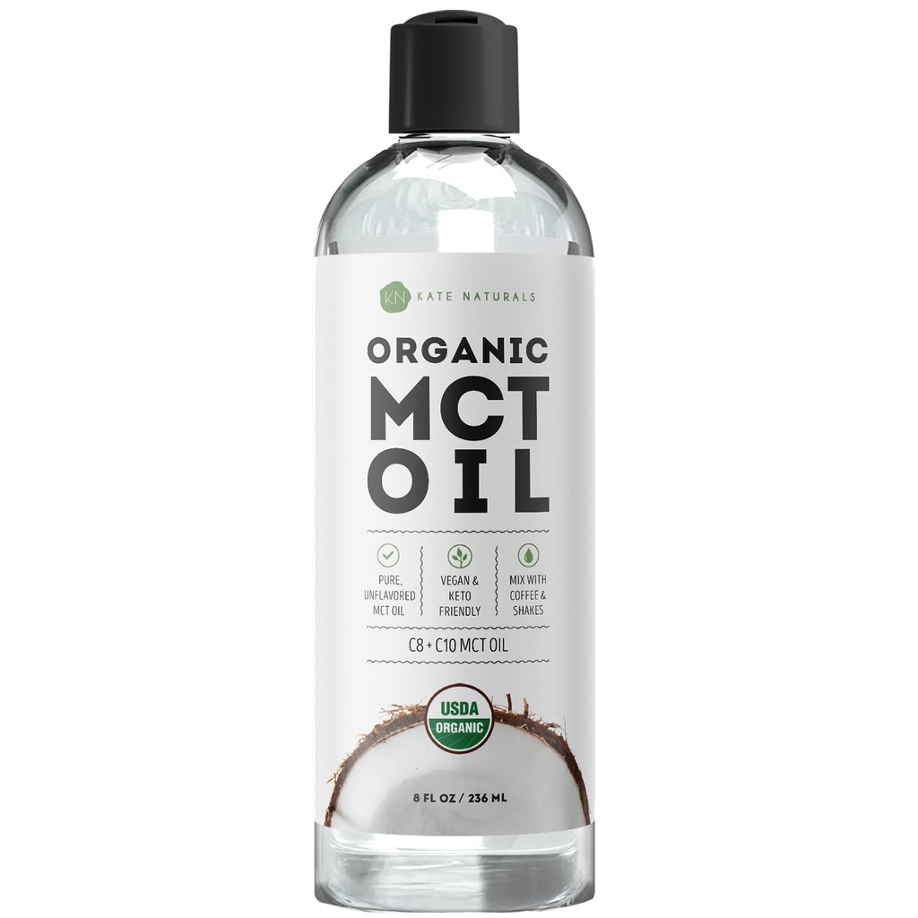 Kate Naturals MCT Öl für Kaffee. reine Kokosnuss MCT C8 und C10 Öl (8oz, Organic, Unflavored)