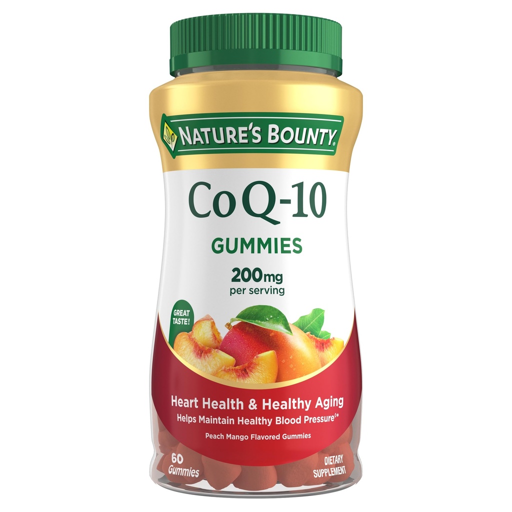 Nature's Bounty CoQ10 Gummis, Unterstützt Herzgesundheit, CoQ10 200mg, Peach Mango Flavor, 60 Count