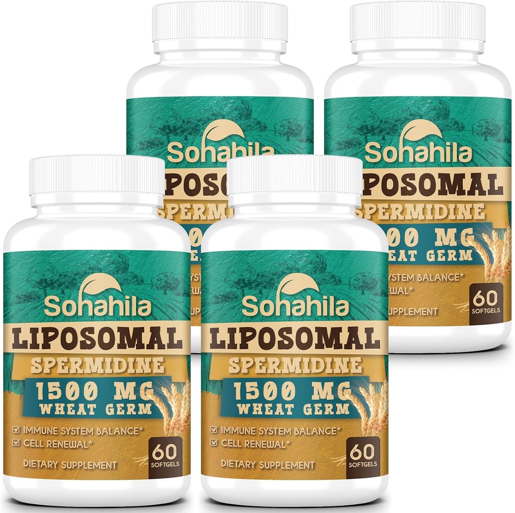 Spermidin-Ergänzung 15 MG - 99% Reinheit, hohe Absorption, 1500 MG fermentierter Weizengermextrakt mit Zink & Thiamin, Spermidin für Männer & Frauen - Cellular Renewal, Aging Defense, Energy, 240 Softgels
