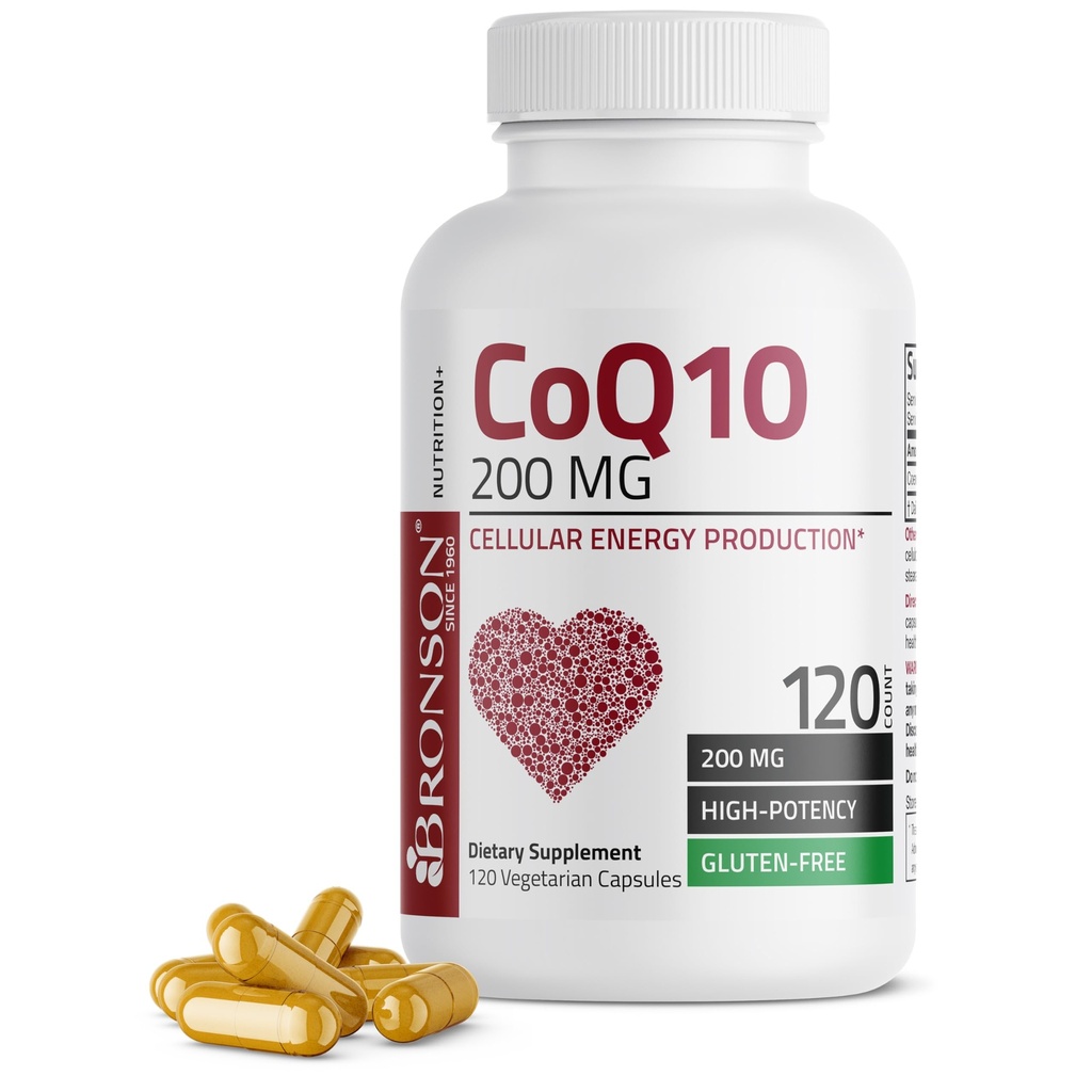 Bronson CoQ10 200 MG Production d'énergie cellulaire à haute puissance, 120 capsules végétariennes
