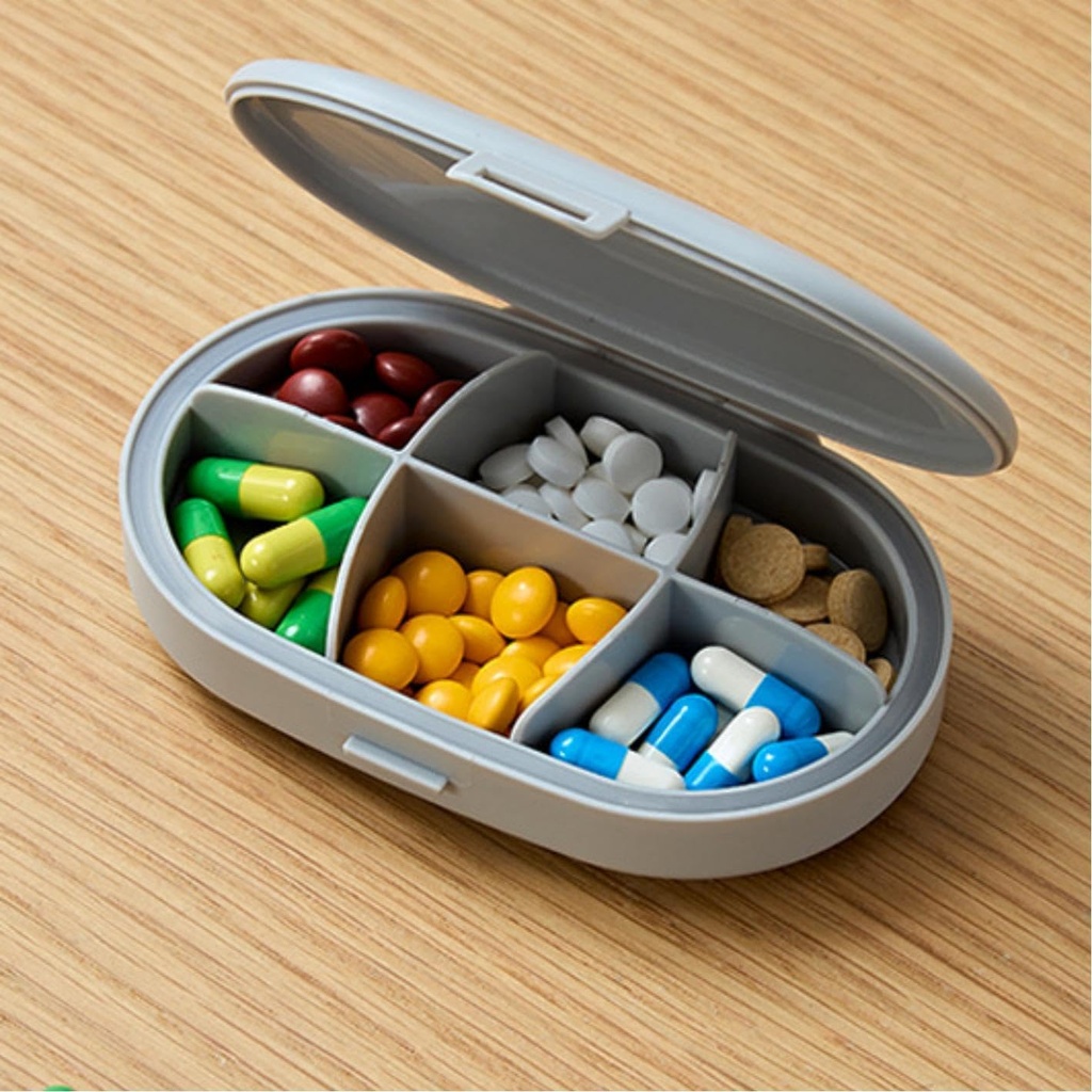 6 Compartiment Pill Box, Humidité Pill Case, Organisateur de pilules de voyage pour la purse de poche, Daily Portable Medicine Vitamine Box, Fish Oil Box, Organisateurs de pilules