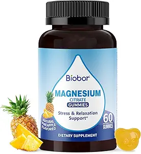 Gummie di Magnesio di potassio, Citrato di magnesio e integratori di citrato di potassio con vitamina D3, B6 per bilanciamento elettrolitico, muscolo, grumi di gambe, senza glutine di OGM (Pineapple, 60 Conte)
