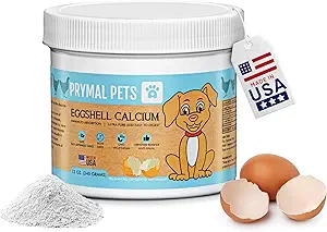 Calcium Eggshell per gli animali domestici - 12 oz. Natural, Ultra-Pure Egg Shell Polvere minerale Supplemento per gatti e cani - Alta assorbenza, aiuta il supporto Bone, giunto, denti, cuore, salute immunitaria