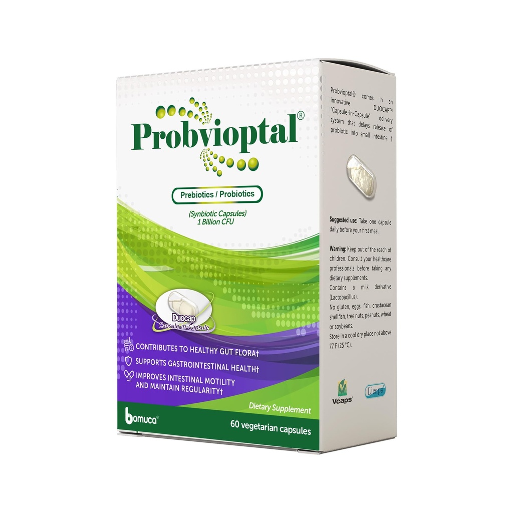 Probvioptal, 60 capsule, probiotici e prebiotici, Duocap, 1 miliardo di CFU, senza glutine