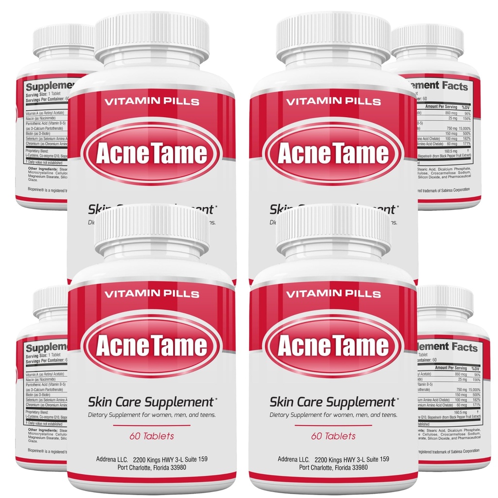 Akne Pillen Supplement- Klare Haut Vitamine Pille für ölige Haut Behandlung, Hormone Blemishes, Anti Spots & Cystic Aknes Ergänzungen für Frauen, Männer, Teenager & Erwachsene- 240 Oral Tablets