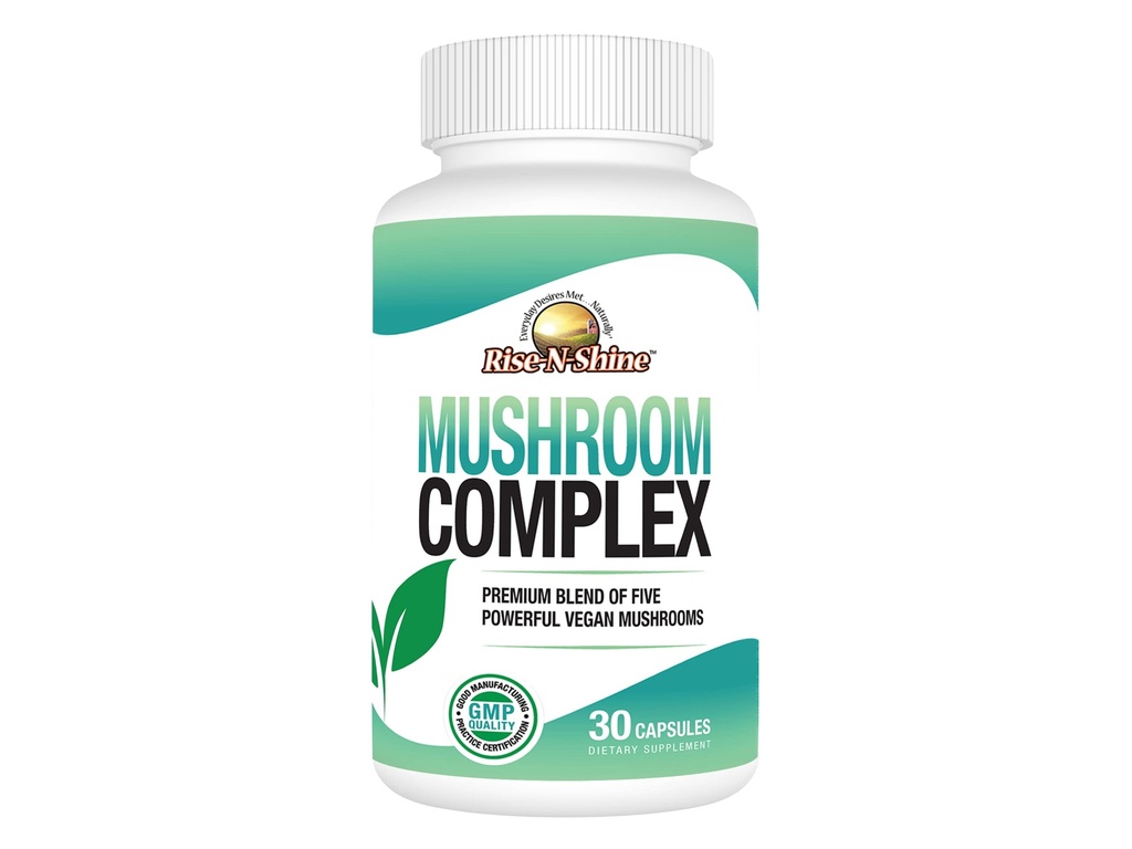 Rise-N-Shine Complément complexe de champignons pour Clarity & Focus - Immune Support w/Lion-S Mane, Reishi, Mushroom, Chaga, Maitake & Shiitake Mushroom - 30 jours d'approvisionnement - 30 capsules
