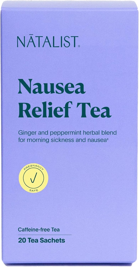NATALIST Nausea Relief Tea Ease Gravidanza Mattina Malattia calmante Plant-Based Comfort Blend per le donne - Digestive Soothing Organic Ginger & Peppermint - Vegan, senza glutine, senza caffeina - 20 Borse