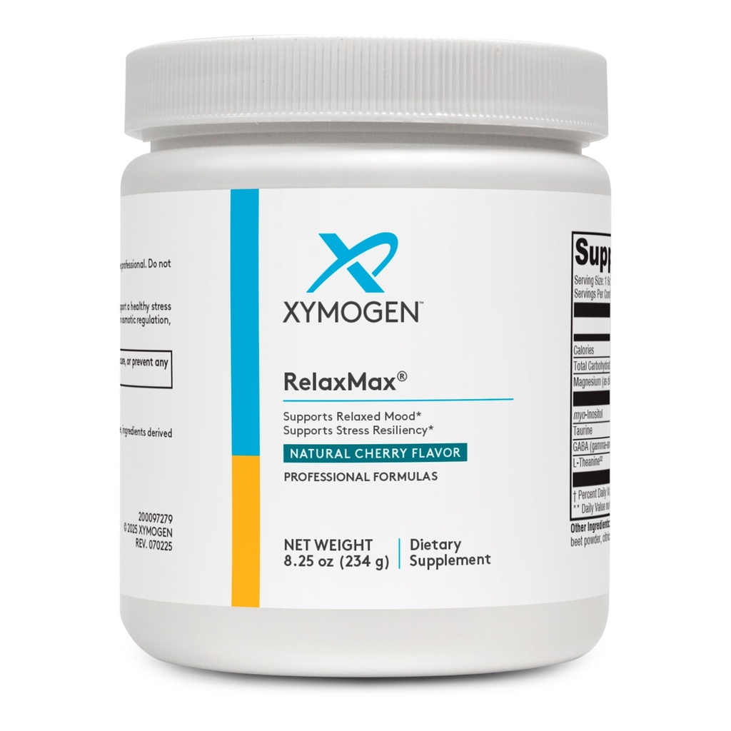 XYMOGEN RelaxMax Drink Mix - Fördert Entspannung, Stress-Resilienz + Hormon-Unterstützung - Magnesium-Pulver mit Myo-Inositol, GABA, L-Theanin - Cherry Flavor Mood Support Supplement (8.25 oz)