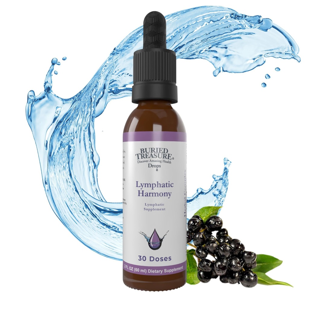 Buried Treasure Lymphatic Harmony Drops - 2oz, 30 Servierungen, Lymphatic Supplement mit Cleavers, Burdock, Echinacea und Astragalus