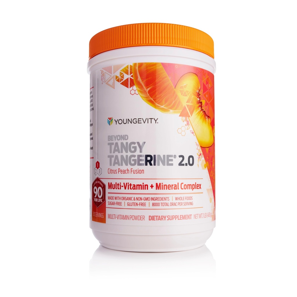 Youngevity Beyond Tangy Tangerine 2.0 Citrus Peach Fusion Multi-Vitamin & Mineral Complex - Made with Natural & Whole Foods | 8.000 ORAC