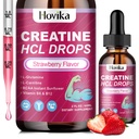 Creatine HCL gouttes liquides pour les hommes et les femmes, chlorhydrate de créatine avec L-Carnitine, L-Glutamine, BCAA, vitamine B12 et B6 pour la croissance musculaire, promouvoir l'énergie et la récupération-Vegan, fraise, 2 Fl Oz
