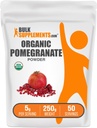 BulkSupplements.com Poudre de grenade biologique - supplément de grenade pour le soutien immunitaire, supplément à base de plantes - sans gluten, 5g par portion, 250g (8.8 oz) (paquet de 1)