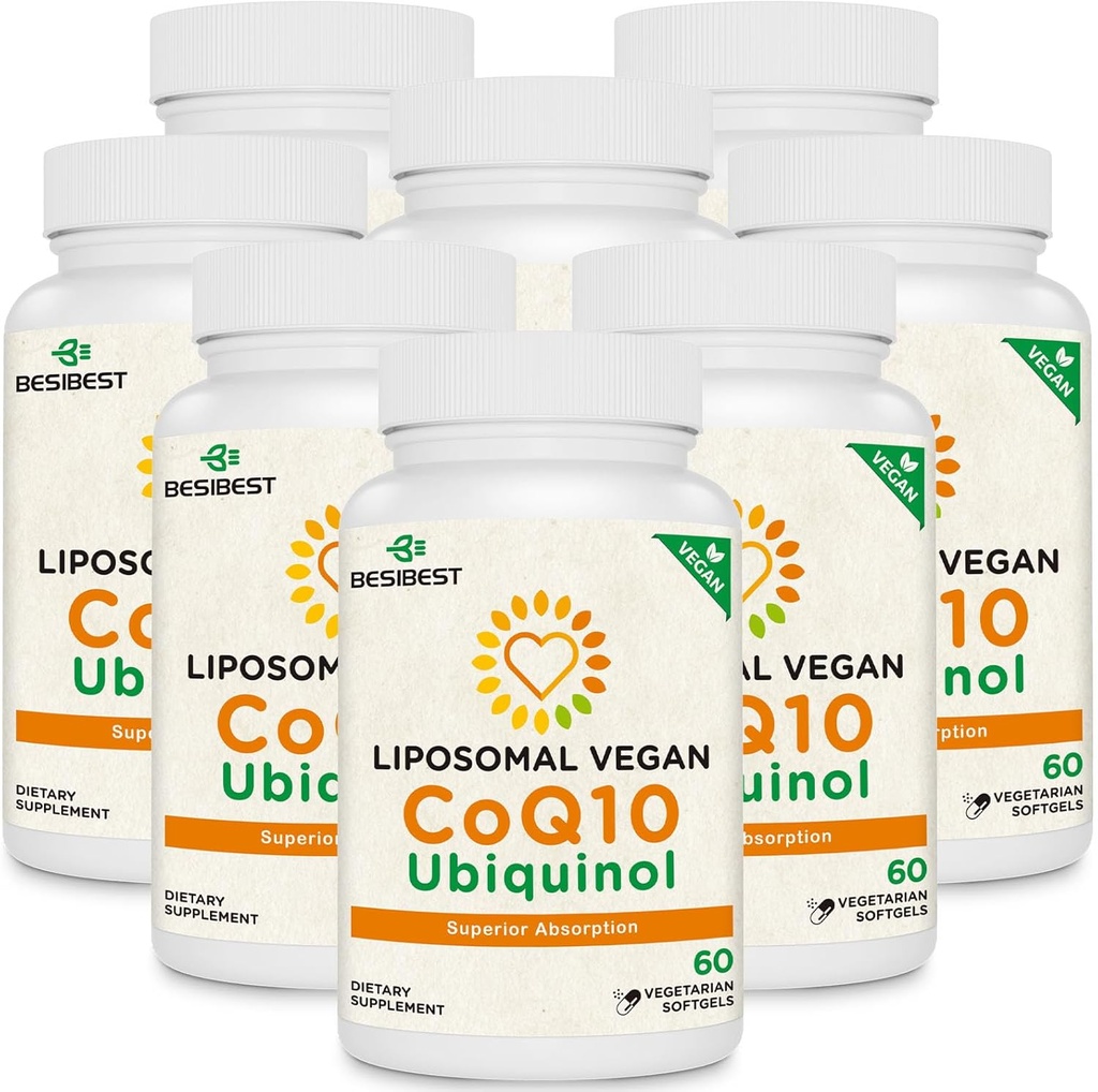 1000mg Liposomique CoQ10 Ubiquinol, 480 Vegan Softgels, supplément Ubiquinol à haute absorption CoQ10, forme antioxydante active de Coenzyme Q10 pour la fonction cardiaque et la production d'énergie