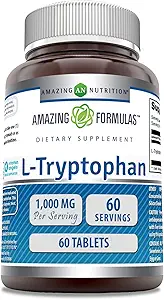Erstaunliche Formeln L-Tryptophan 1000mg Tabletten Supplement | Non-GMO | Gluten Free | Made in USA (60 Count | 2 Pack)