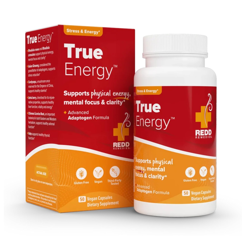 Redd remèdes, l'énergie véritable, soutient la production d'énergie et l'endurance, 50 capsules végétaliennes
